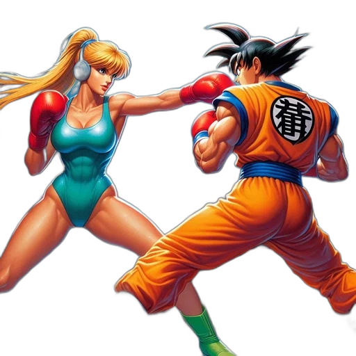 concept art, comic book art, anime, pixel art, female, blonde, boxer, teal transparent PNG cut-out