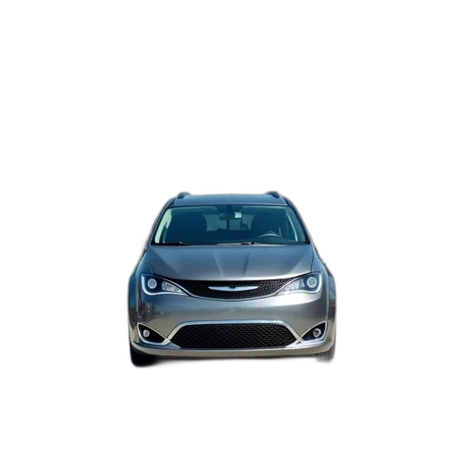 car, face, animal, 3d render, photorealistic, gray, minivan, parked transparent PNG cut-out