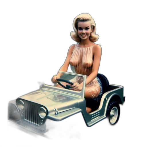 car, concept art, 3d render, pixel art, comic book art, retro, scene, blonde transparent PNG cut-out