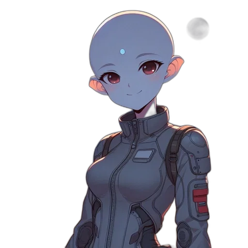 robot, dress, face, staff, concept art, anime, cyberpunk, fantasy art transparent PNG cut-out