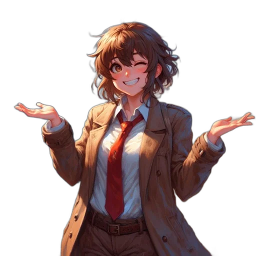 jacket, staff, creature, dress, anime, pixel art, concept art, cartoon transparent PNG cut-out