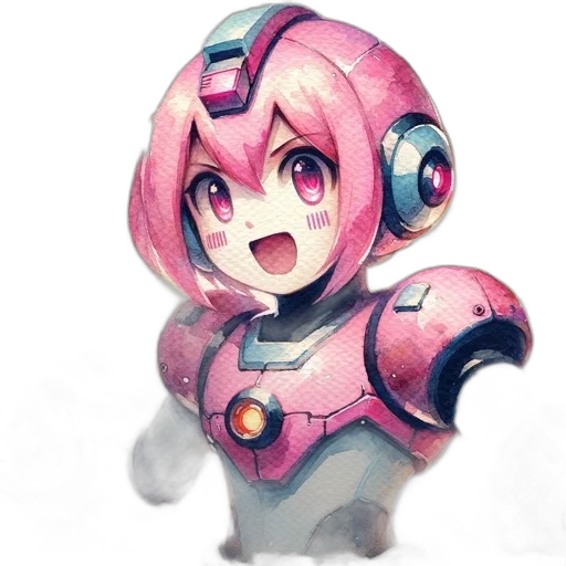 robot, weapon, staff, creature, concept art, anime, pixel art, watercolor transparent PNG cut-out