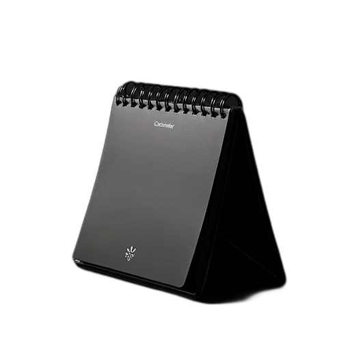 robot, crown, 3d render, black, desk, calendar, cover, pages transparent PNG cut-out