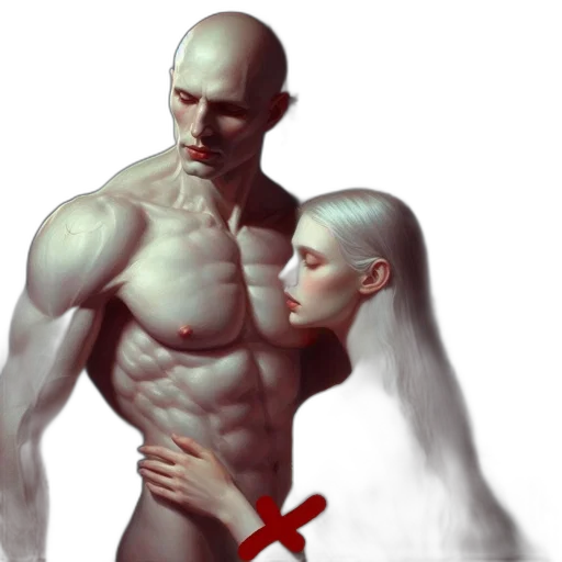 creature, concept art, fantasy art, cyberpunk, photorealistic, red, dusk, tall transparent PNG cut-out