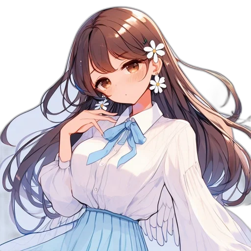 dress, flower, staff, face, anime, pixel art, fantasy art, concept art transparent PNG cut-out
