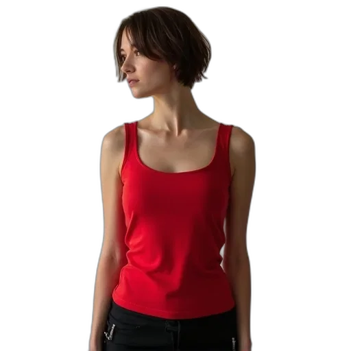 dress, jacket, jewelry, staff, red, woman, short, hair transparent PNG cut-out