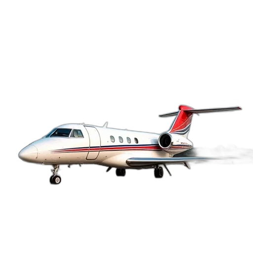 3d render, white, red, private, jet, parked, tarmac, nose transparent PNG cut-out