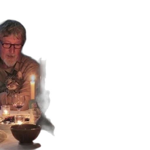 concept art, fire, two, men, sit, candlelit, dinner, table transparent PNG cut-out