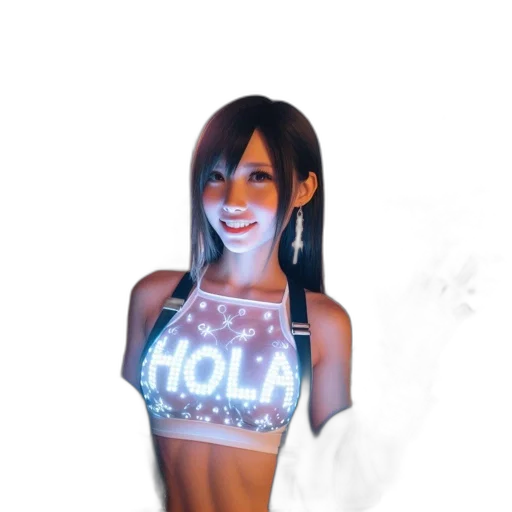 concept art, vaporwave, 3d render, pixel art, neon lights, woman, futuristic, hola transparent PNG cut-out