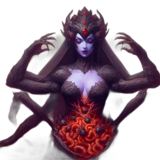 creature, crown, dress, fantasy art, concept art, pixel art, comic book art, red transparent PNG cut-out