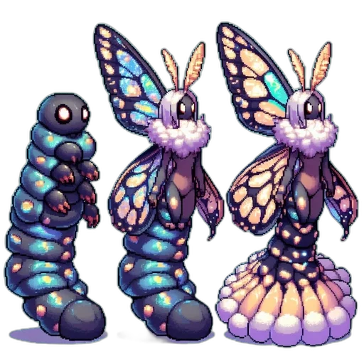 creature, pixel art, concept art, fantasy art, 3d render, pastel, blue, monochrome transparent PNG cut-out