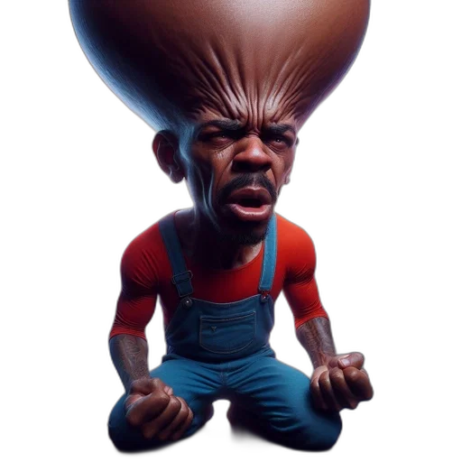creature, hat, face, hair, concept art, 3d render, cartoon, oversized transparent PNG cut-out