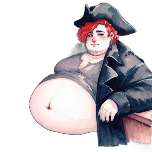 jacket, watercolor, concept art, fantasy art, pixel art, obese, man, dark transparent PNG cut-out
