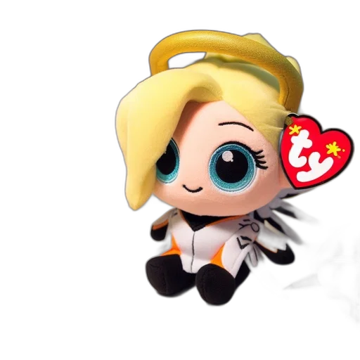 cartoon, concept art, anime, 3d render, overwatch-inspired, plush, toy, rests transparent PNG cut-out
