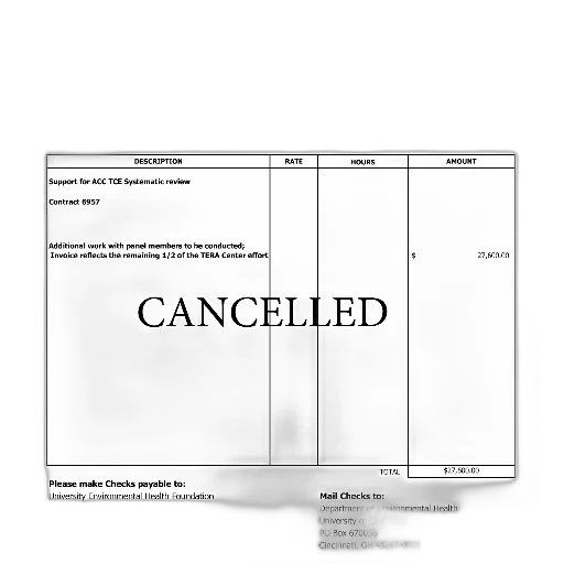 cancelled, invoice, physicians, company, university, environmental, health, foundation transparent PNG cut-out