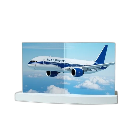 photorealistic, 3d render, front, back, airplane, card, showing, advertisement transparent PNG cut-out