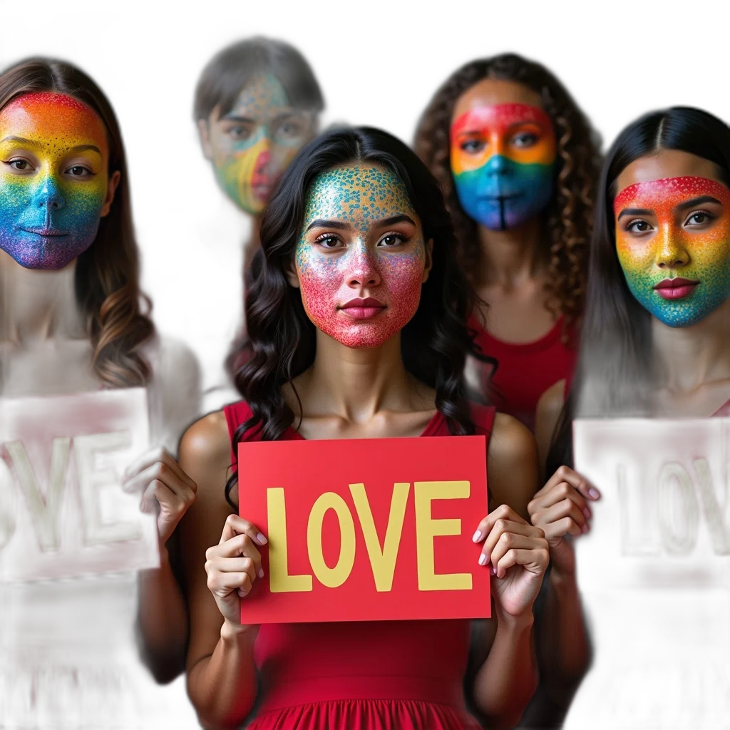 mask, colorful, group, people, wearing, masks, rainbow, patterns transparent PNG cut-out