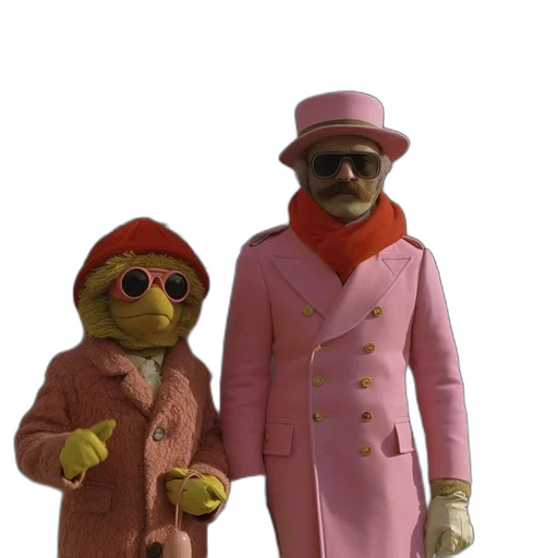 hat, jacket, staff, 3d render, concept art, snow, two, individuals transparent PNG cut-out