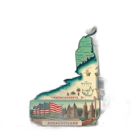 elaborate, illustration, displays, new, england, region, featuring, geographical transparent PNG cut-out
