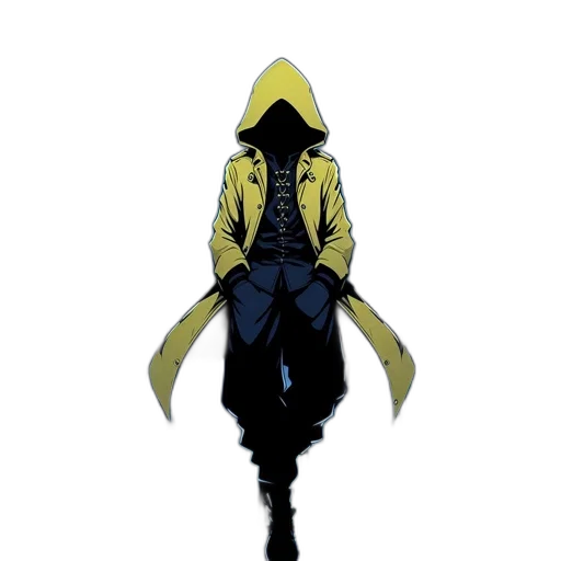 jacket, mask, staff, creature, concept art, pixel art, comic book art, fantasy art transparent PNG cut-out