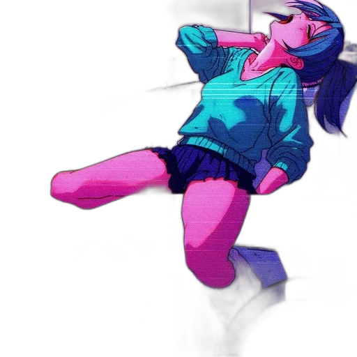 dress, jacket, weapon, staff, vaporwave, concept art, anime, pixel art transparent PNG cut-out