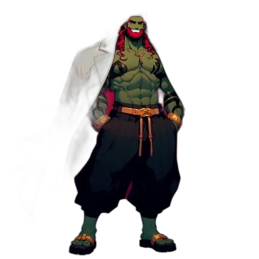 mask, staff, jacket, concept art, fantasy art, pixel art, 3d render, green transparent PNG cut-out