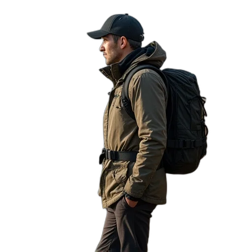 jacket, staff, hat, 3d render transparent PNG cut-out