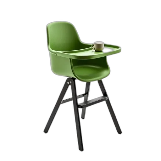 furniture, 3d render, green, black, high, chair, tray, cup transparent PNG cut-out