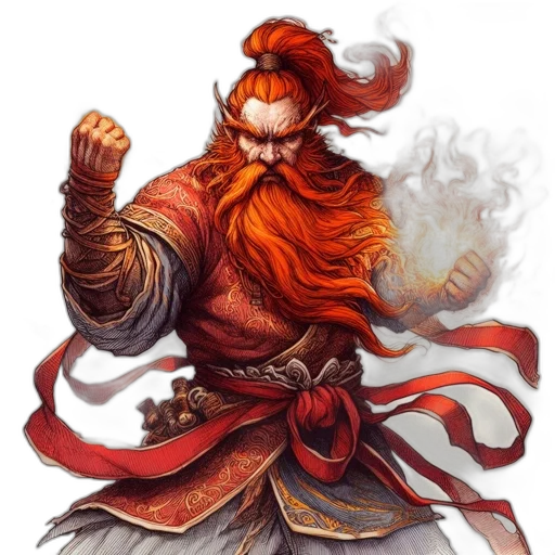 staff, fantasy art, concept art, photorealistic, pixel art, red, fiery-haired, dwarf transparent PNG cut-out