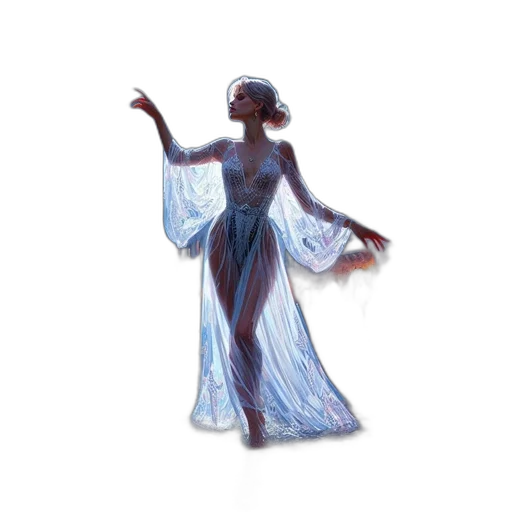dress, concept art, fantasy art, pixel art, 3d render, blue, pastel, woman transparent PNG cut-out
