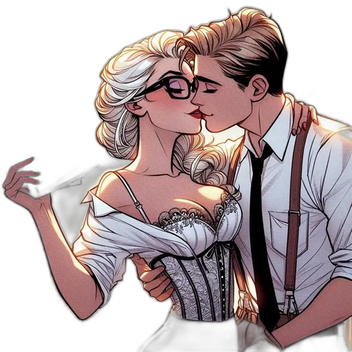 comic book art, cartoon, concept art, couple, shares, intimate, moment, dusk transparent PNG cut-out