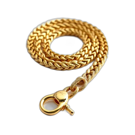 jewelry, crown, staff, golden, chain, clasp, displayed, against transparent PNG cut-out
