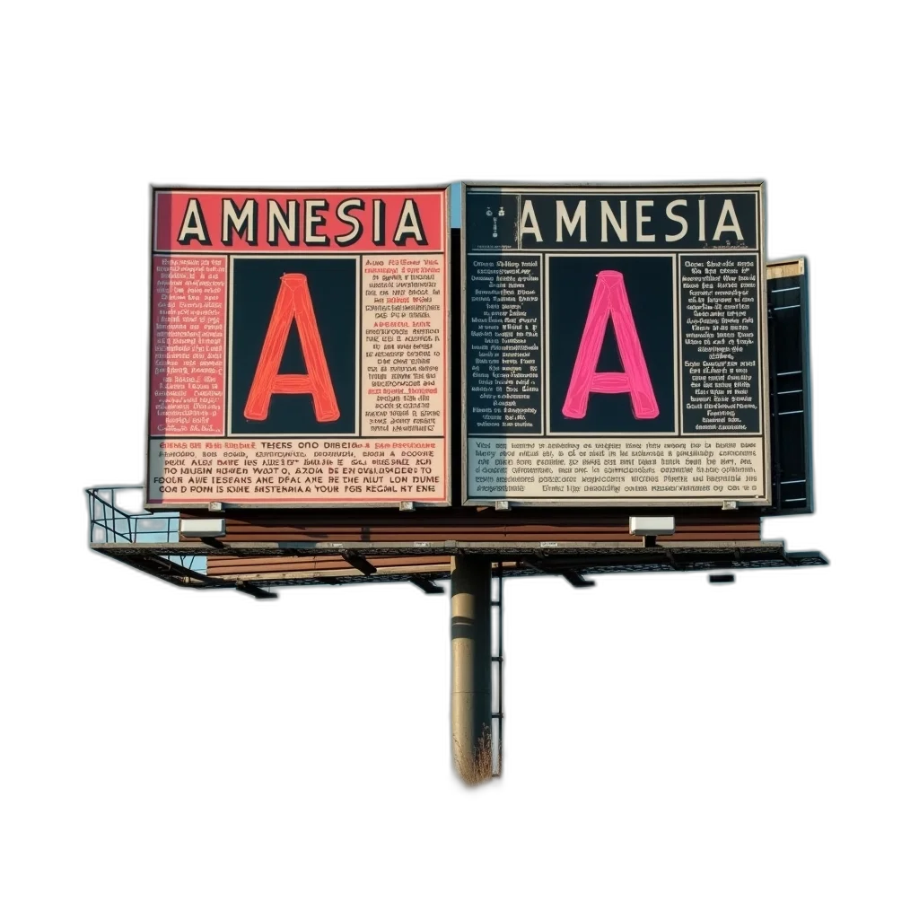 3d render, concept art, neon lights, billboard, retro, aesthetic, featuring, two transparent PNG cut-out