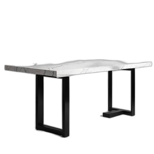 furniture, 3d render, monochrome, white, marble, desk, black, steel transparent PNG cut-out