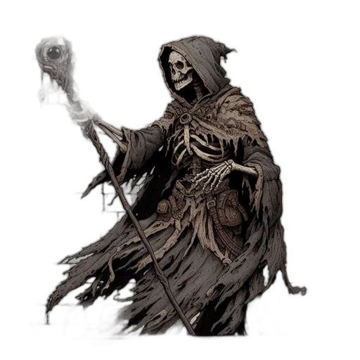 staff, creature, mask, face, concept art, fantasy art, comic book art, pixel art transparent PNG cut-out