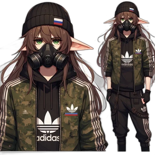 jacket, mask, hat, creature, cyberpunk, concept art, anime, fantasy art transparent PNG cut-out