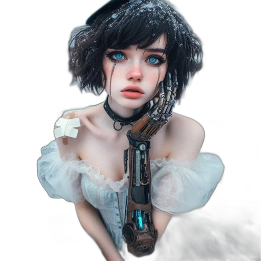 robot, weapon, dress, staff, fantasy art, concept art, cyberpunk, photorealistic transparent PNG cut-out