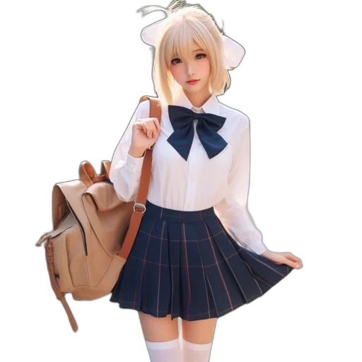 dress, jacket, staff, robot, anime, 3d render, concept art, pixel art transparent PNG cut-out
