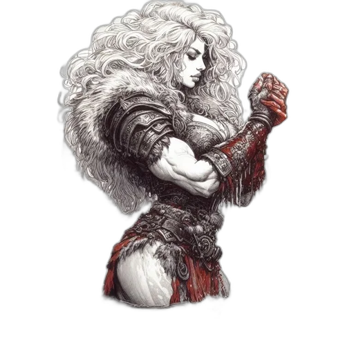 hair, sword, dress, fantasy art, concept art, comic book art, pixel art, red transparent PNG cut-out