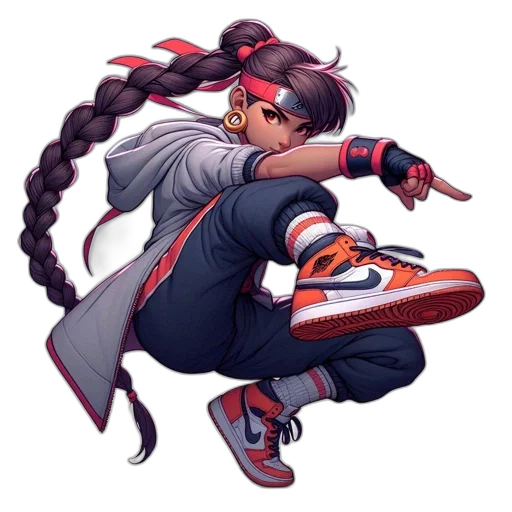 shoes, weapon, staff, concept art, pixel art, anime, cyberpunk, red transparent PNG cut-out