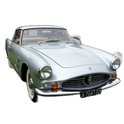 car, photorealistic, 3d render, silver, vintage, classic, design, parked transparent PNG cut-out