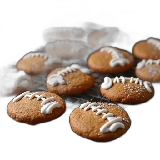 food, photorealistic, 3d render, ginger, football, cookies, sitting, baking transparent PNG cut-out