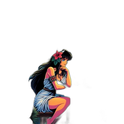 dress, comic book art, concept art, pixel art, fantasy art, outer space, neon lights, colorful transparent PNG cut-out