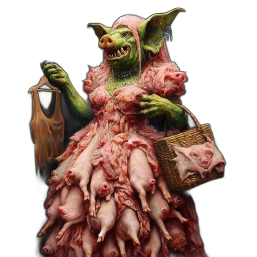 creature, face, concept art, fantasy art, 3d render, anthropomorphic, green-skinned, figure transparent PNG cut-out