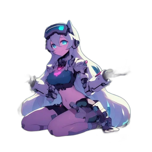 robot, staff, weapon, dragon, concept art, anime, vaporwave, pixel art transparent PNG cut-out