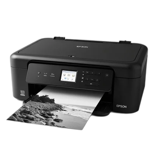 black, white, image, printer, paper, tray, extended, showing transparent PNG cut-out