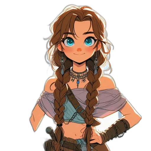 staff, hair, dress, fantasy art, cartoon, concept art, pixel art, pastel transparent PNG cut-out