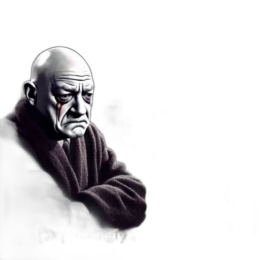 face, mask, staff, jacket, concept art, comic book art, photorealistic, pencil sketch transparent PNG cut-out