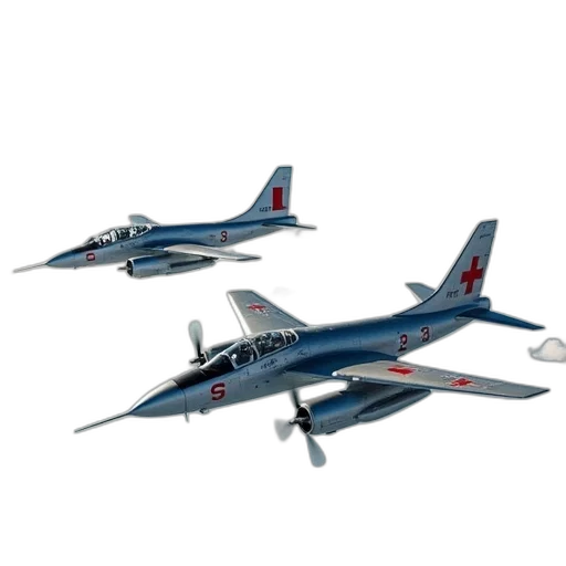 3d render, concept art, two, vintage, swiss, air, force, fighter transparent PNG cut-out