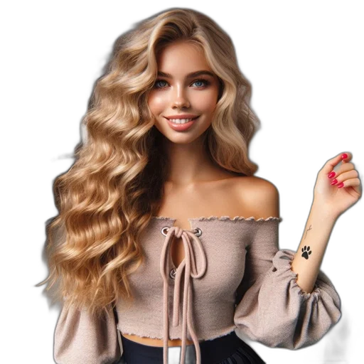 hair, jewelry, dress, jacket, photorealistic, 3d render, cartoon, concept art transparent PNG cut-out